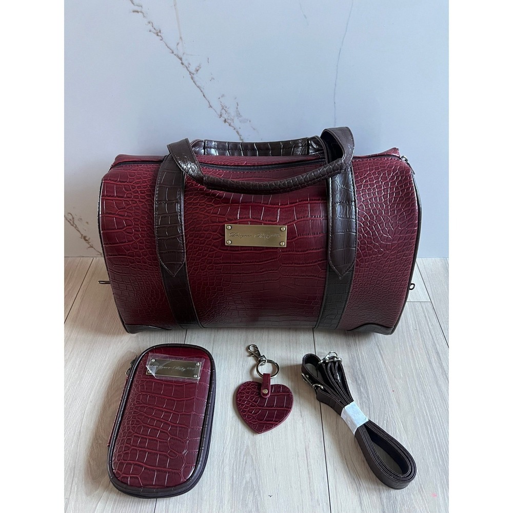 Husqvarnaโ Viking Ruby Sewing Machine Case Croc Red Carry Bag Set
